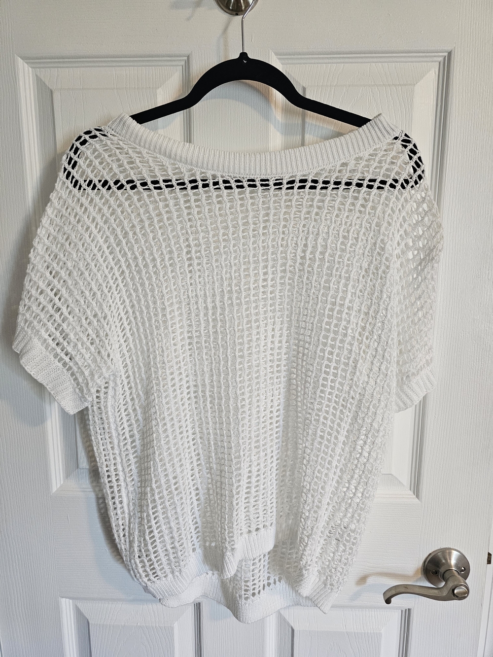 Trendy boutique White Open-Knit Crewneck Sweater
